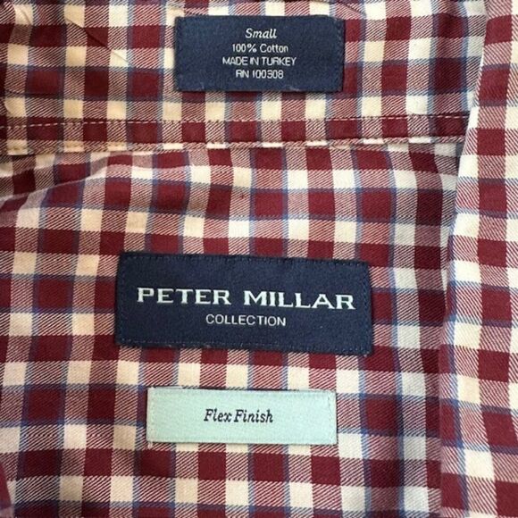 Peter Millar Collection Flex Finish Small Maroon and White Plaid LS Button Down - Picture 3 of 7